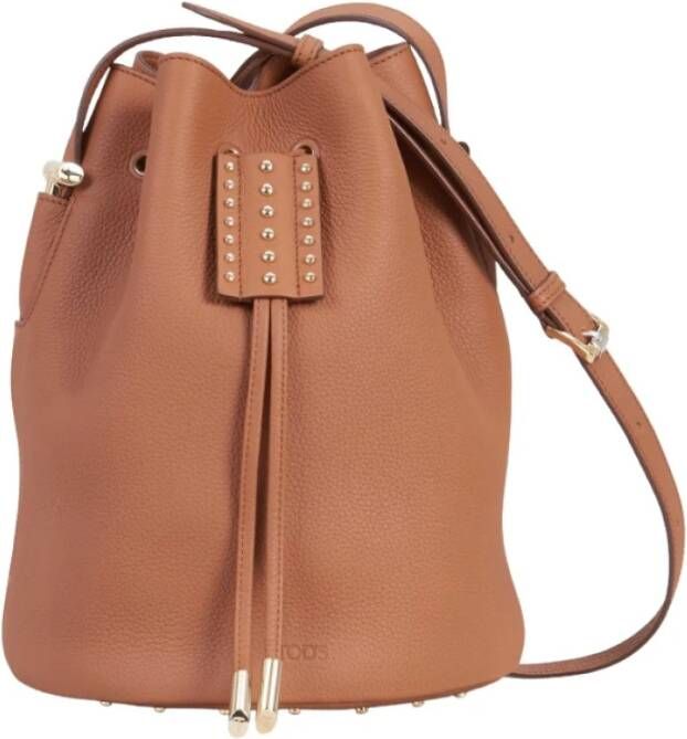 TOD'S Elegante Leren Gehamerde Rugzak Bruin Dames