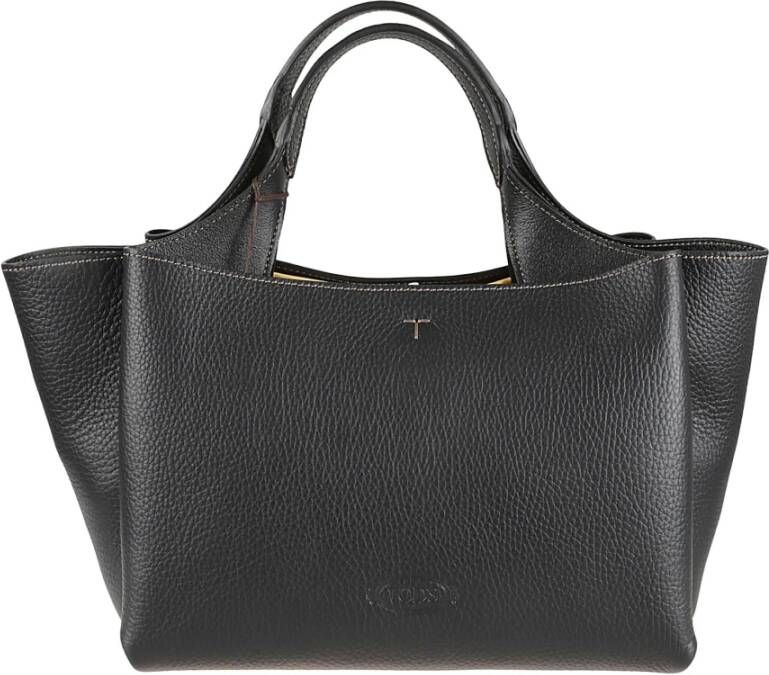 TOD'S Elegante Zwarte Leren Handtas Zwart Dames
