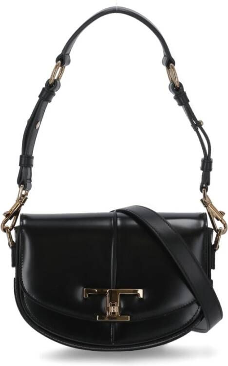 TOD'S Zwarte leren schoudertas voor vrouwen Zwart Dames