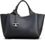 TOD'S Zwarte Leren Tote Tas met Logo Plaque Zwart Dames - Thumbnail 1