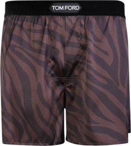Tom Ford All-over zebra print zijden boxers shorts van ; heeft een klassiek en elegant ontwerp Bruin Heren