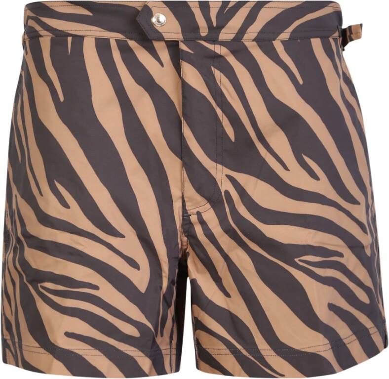 Tom Ford Beige Zwembroek met Zebra Print Beige Heren