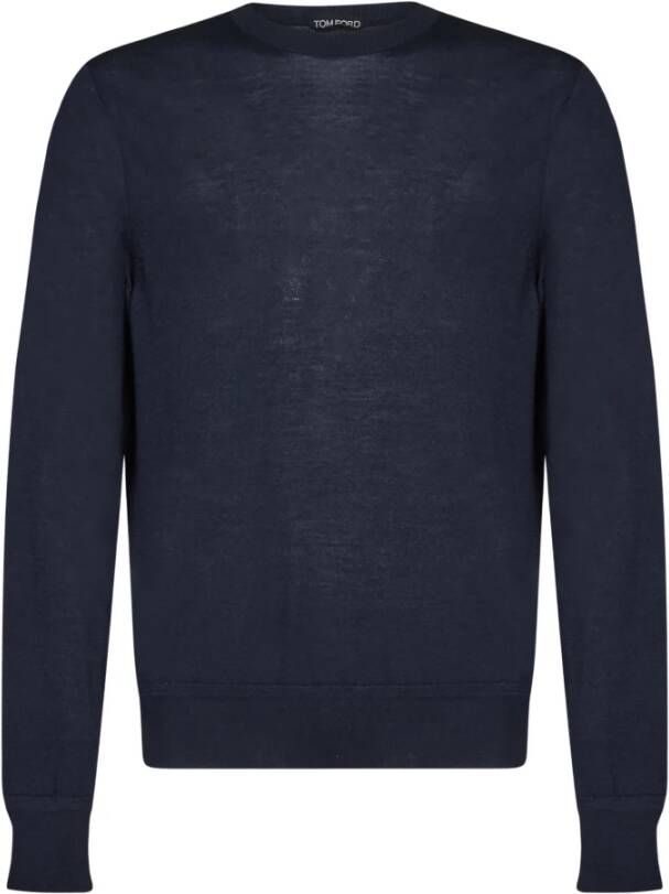 Tom Ford Blauwe Cashmere Polo Zip Sweater Blauw Heren