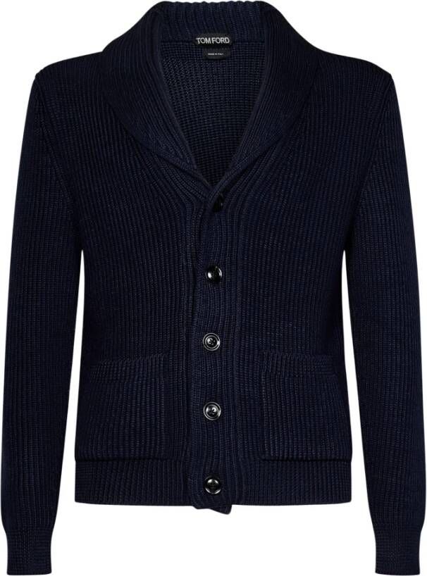 Tom Ford Blauwe Gebreide Kleding voor Heren Aw23 Collectie Blauw Heren