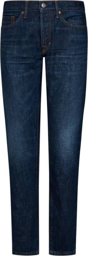 Tom Ford Blauwe Slim-Fit Jeans met Vintage Wassing Blauw Heren