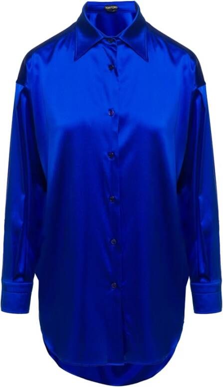 Tom Ford Blauwe Stretch Zijden Overhemd Blauw Dames