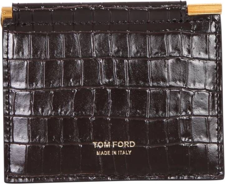 Tom Ford Clip Croco-geëmsteerde portemonnee Bruin Heren