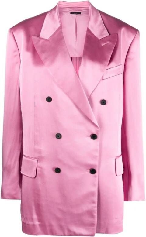 Tom Ford Elegante Dubbelrijige Blazer Roze Dames