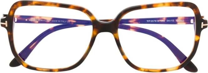 Tom Ford Bruin Havana Optisch Montuur Stijlvol Ontwerp Brown Dames