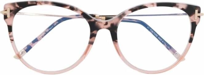 Tom Ford Bruine ronde optische monturen met blauw filter Brown Dames