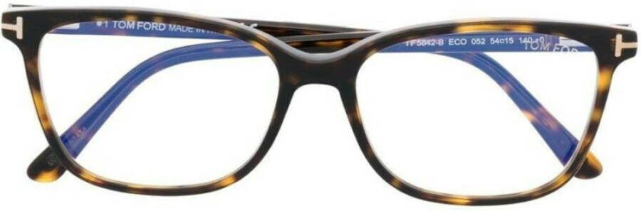 Tom Ford Rechthoekige Havana Acetaatmonturen Black Dames