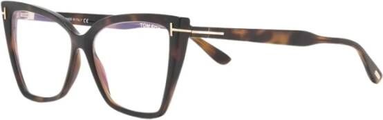 Tom Ford Blauw Blok Brillen in Donker Havana Brown Unisex