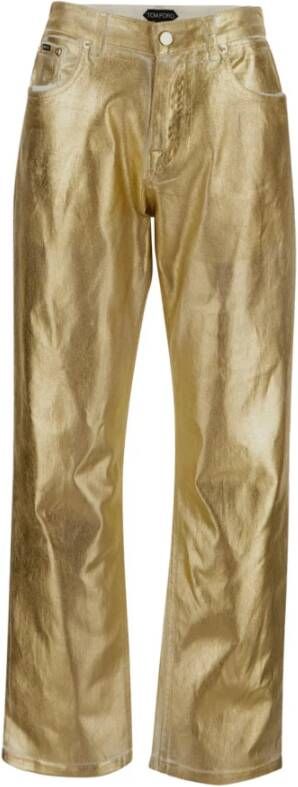 Tom Ford Gouden Coated Denim Jeans Yellow Dames