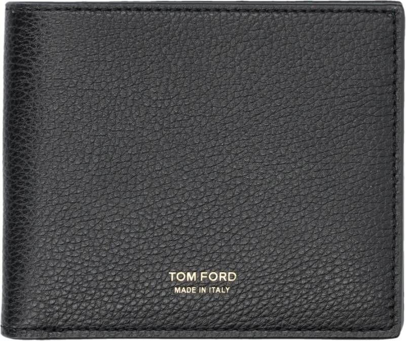 Tom Ford Grainy Leren Bifold Portemonnee Zwart Groen Aw23 Zwart Heren