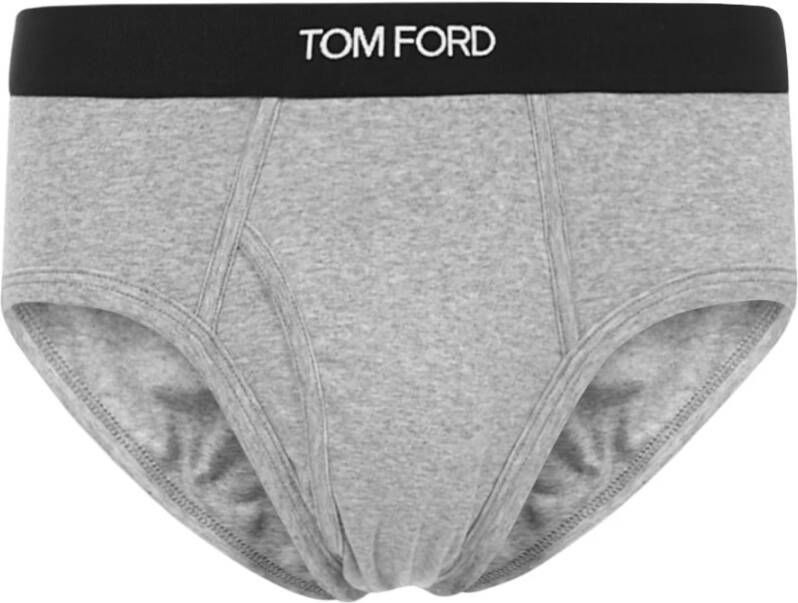 Tom Ford Grijze Stretch Katoenen Jersey Broek Grijs Heren