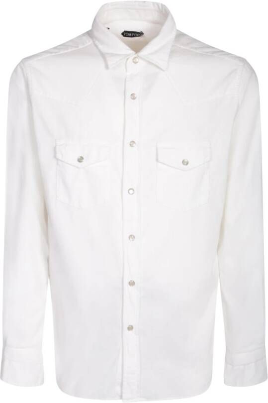 Tom Ford Groen Western Overhemd met Fluweeleffect White Heren