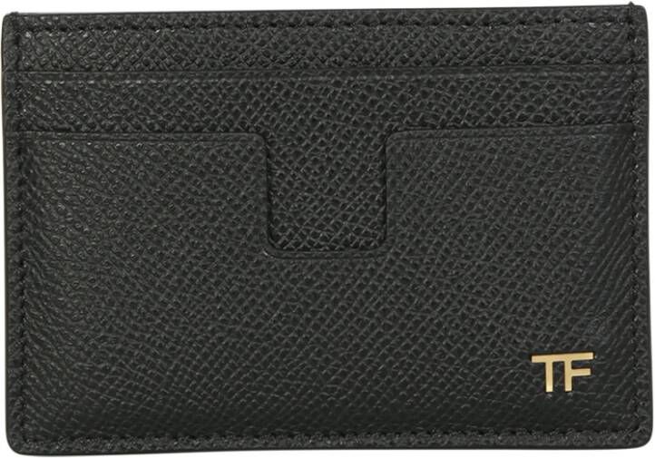 Tom Ford Kaarthouder met gouden logo plaat Zwart Heren