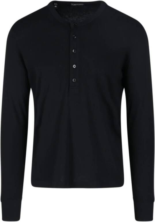 Tom Ford Klassiek Zwart Katoenen Polo Shirt Zwart Heren