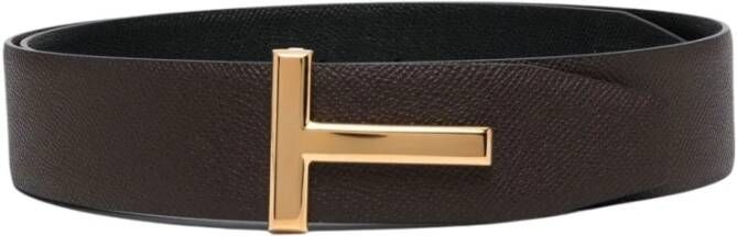 Tom Ford Leren Riemen Chocolade + Zwart Bruin Heren