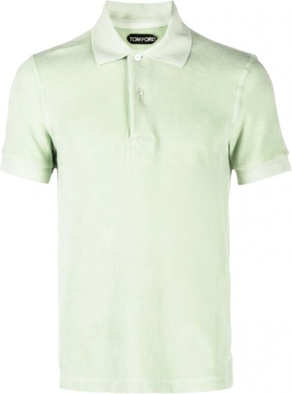 Tom Ford Luxe Badstof Polo Shirt Green Heren