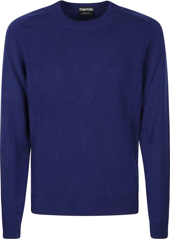 Tom Ford Luxe Cashmere Saddle Sweater Blauw Heren