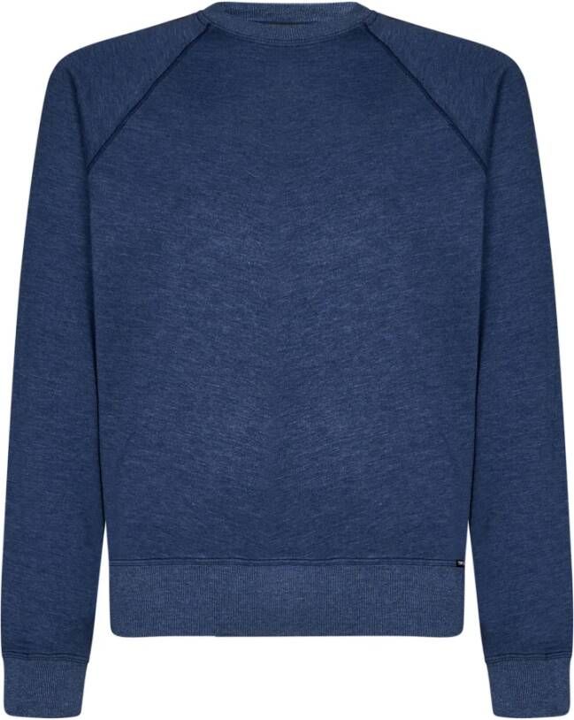 Tom Ford Blauwe Ribgebreide Crewneck Sweater Blue Heren