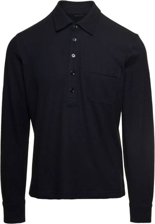 Tom Ford Luxe Katoen Zijden Polo Shirt voor Heren Zwart Heren