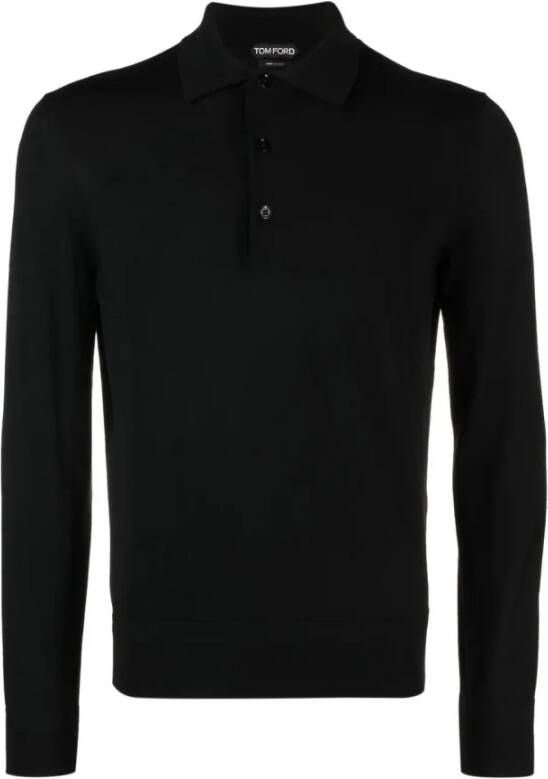 Tom Ford Luxe Merinowollen Polo Shirt Zwart Heren
