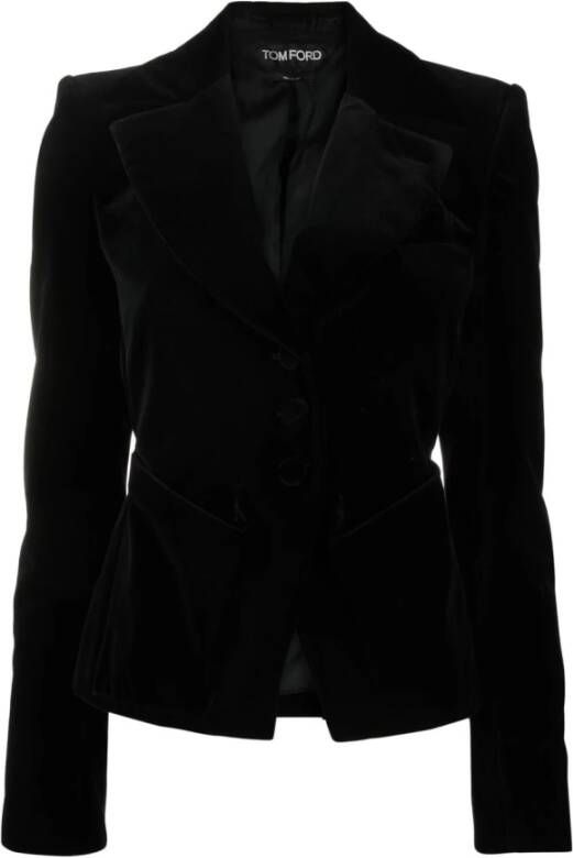Tom Ford Luxe Verstelbare Katoen-Velvet Blazer Zwart Dames