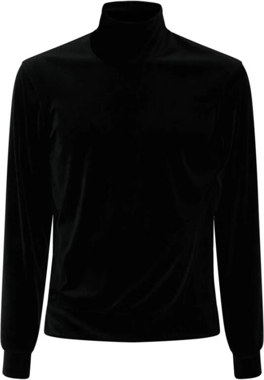 Tom Ford Luxe Zwarte Fluweel Mock Neck Sweater Meerkleurig Heren