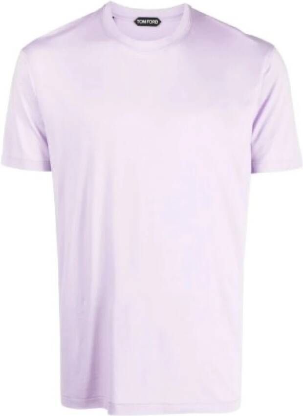 Tom Ford Lyocell Katoenen Crew Neck T-shirts en Polos Purple Heren