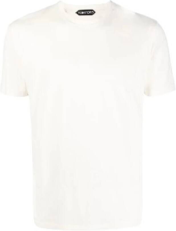 Tom Ford Lyocell Katoenen Crew Neck T-shirts en Polos White Heren