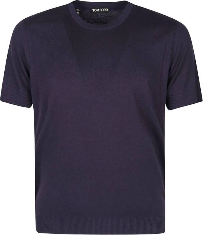 Tom Ford Marineblauw Geplaatst Rib T-Shirt voor Heren Blauw Heren