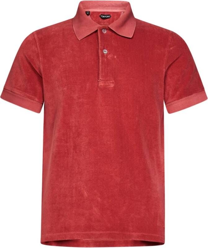 Tom Ford Men s kleding t-shirts PoloS Red Ss23 Rood Heren