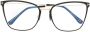 Tom Ford Blauw Blok Brillen in Glanzend Zwart Black Dames - Thumbnail 1