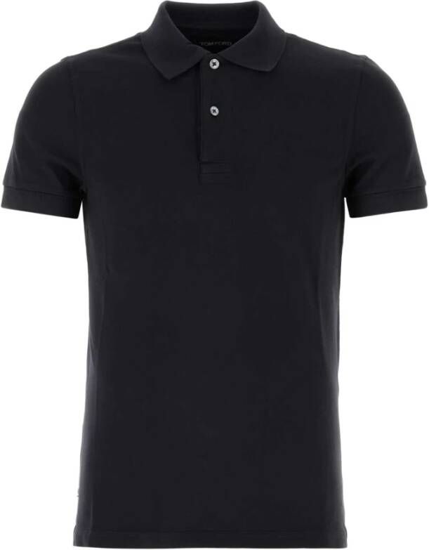 Tom Ford Middernacht blauw piquet poloshirt Blauw