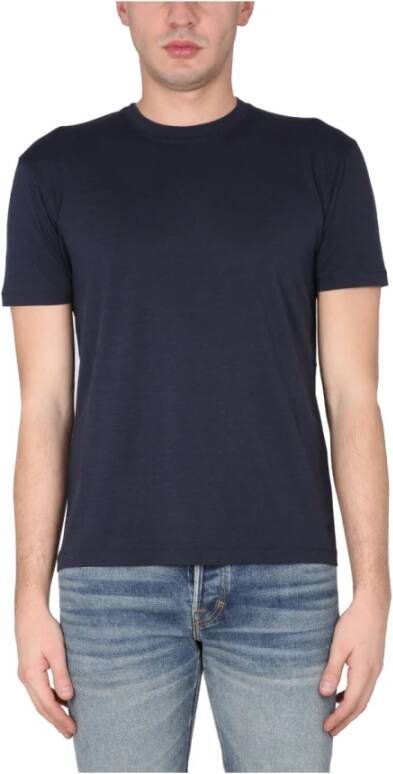 Tom Ford Middernacht Blue Lyocell Blend T-shirt Blauw Heren