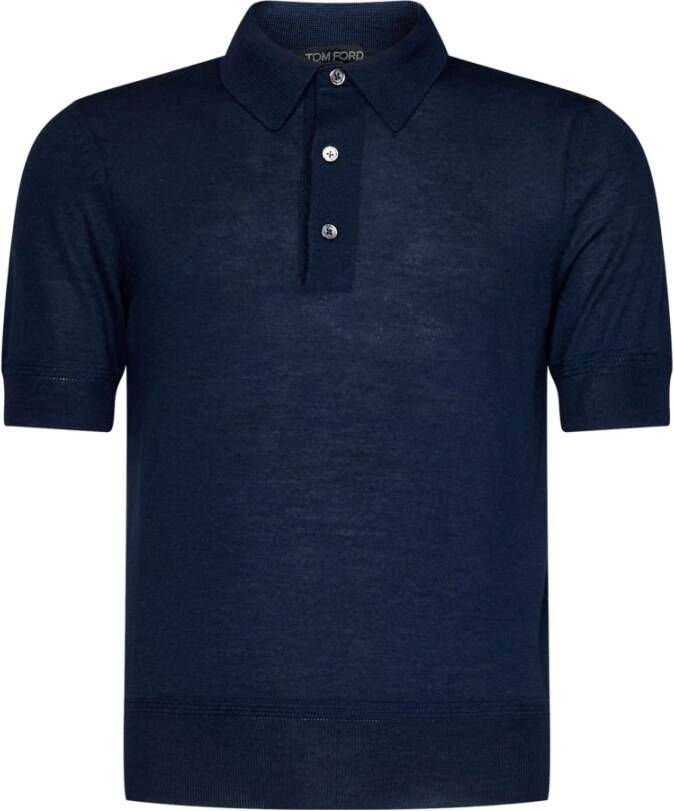 Tom Ford Middernachtblauwe Cashmere Zijden Polo Shirt Blauw Heren