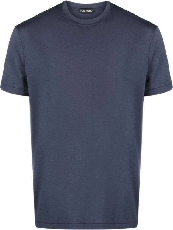 Tom Ford Navy Lyocell Katoenen T-Shirt voor Heren Blauw Heren