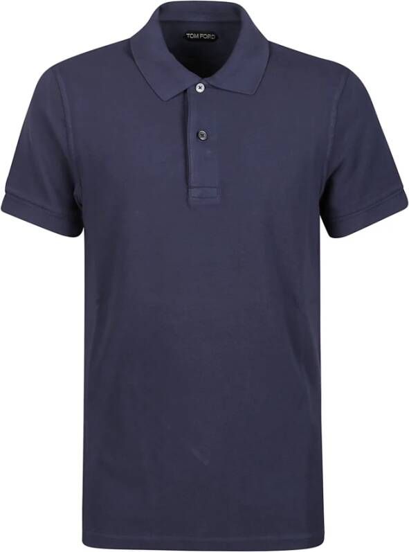 Tom Ford Navy Tennis Piquet Polo Shirt Blauw Heren