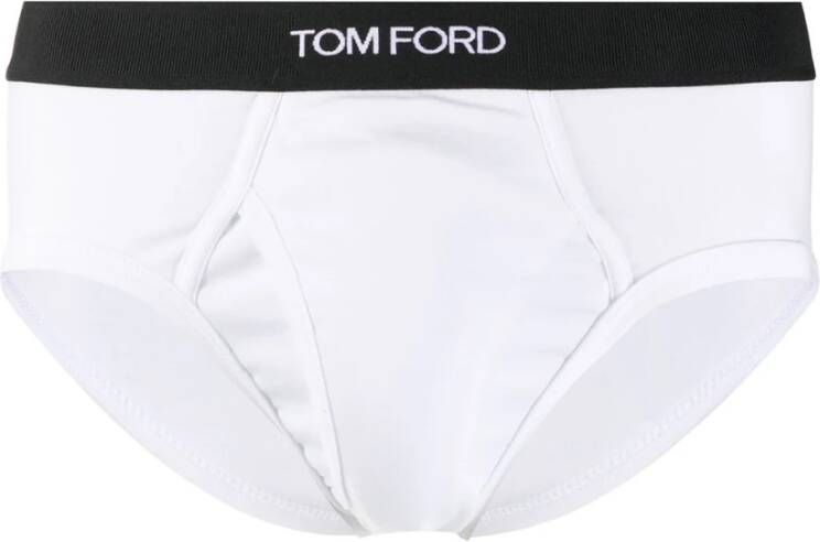 Tom Ford Witte katoenen slip met logodetail White Heren