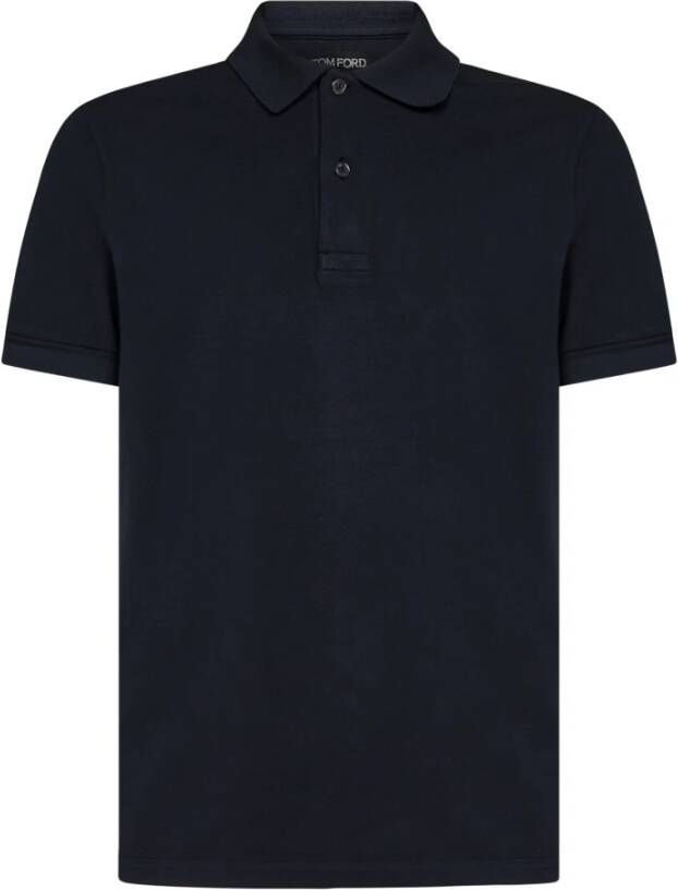Tom Ford Blauwe Polo Shirt met oorknoopsluiting Blue Heren