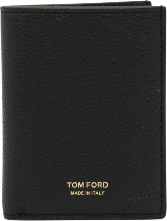 Tom Ford T Line Kaarthouder met Goudkleurige Logo Print Black Heren
