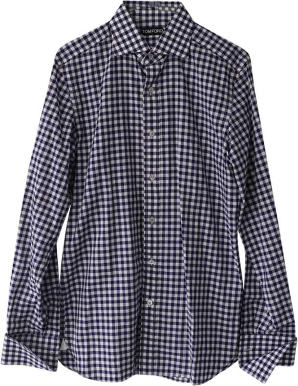 Tom Ford Pre-owned Pre-owned Checked Shirt in Cotton Blauw Heren