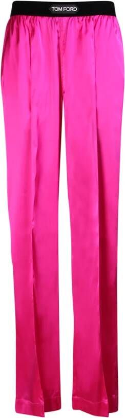 Tom Ford Roze Zijden Broek met Elastische Tailleband Roze Dames