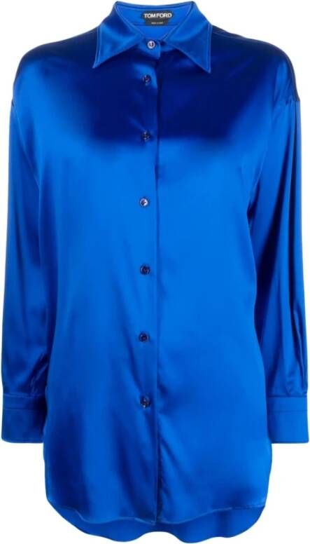 Tom Ford Blauwe Stretch Zijden Overhemd Blauw Dames - Foto 1