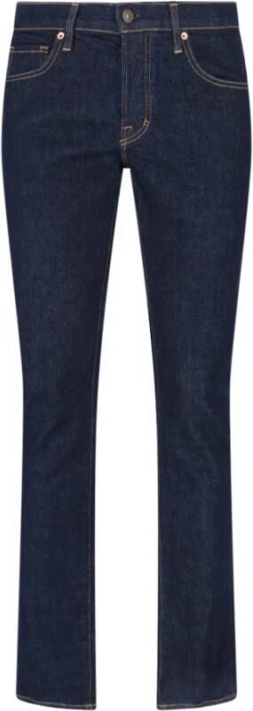Tom Ford Donkerblauwe Slim-Fit Straight-Leg Jeans Blauw Heren
