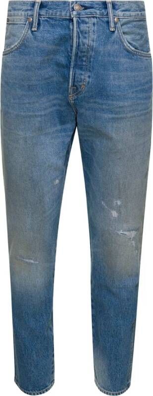Tom Ford Blauwe Distressed Straight Leg Jeans Blue Heren