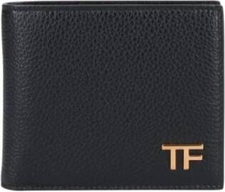 Tom Ford Zwarte Portemonnee van Geperst Leer met Logo Plaque Black Heren