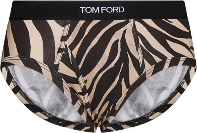 Tom Ford Stijlvol Zebra Patroon Ondergoed Beige Heren